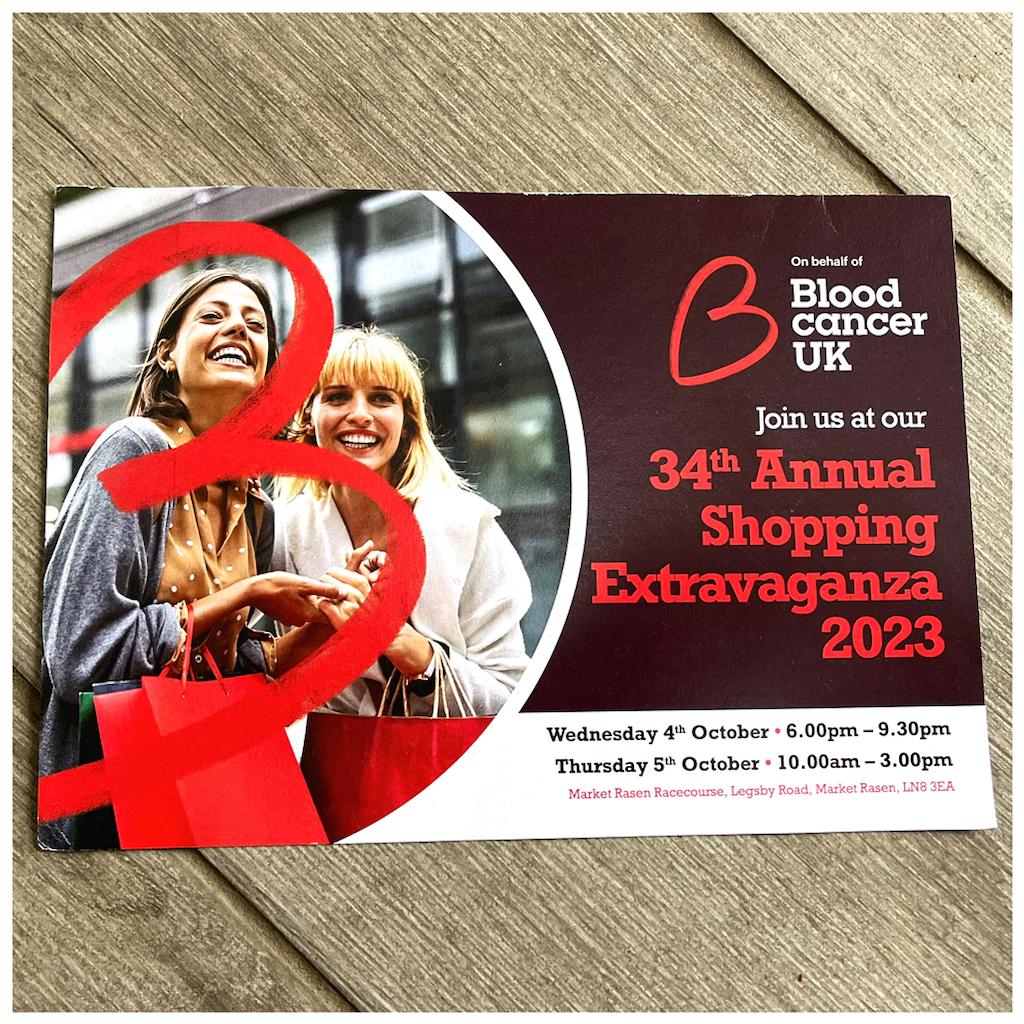 Blood Cancer UK Shopping Extravaganza – Market Rasen Racecourse on 4th and 5th October!
