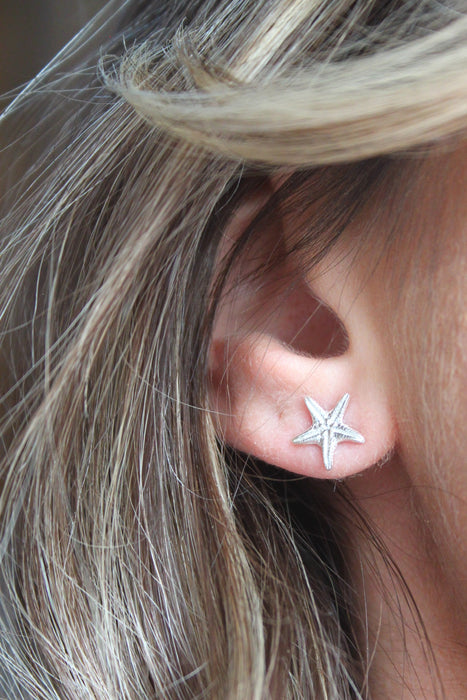 Silver Starfish Studs