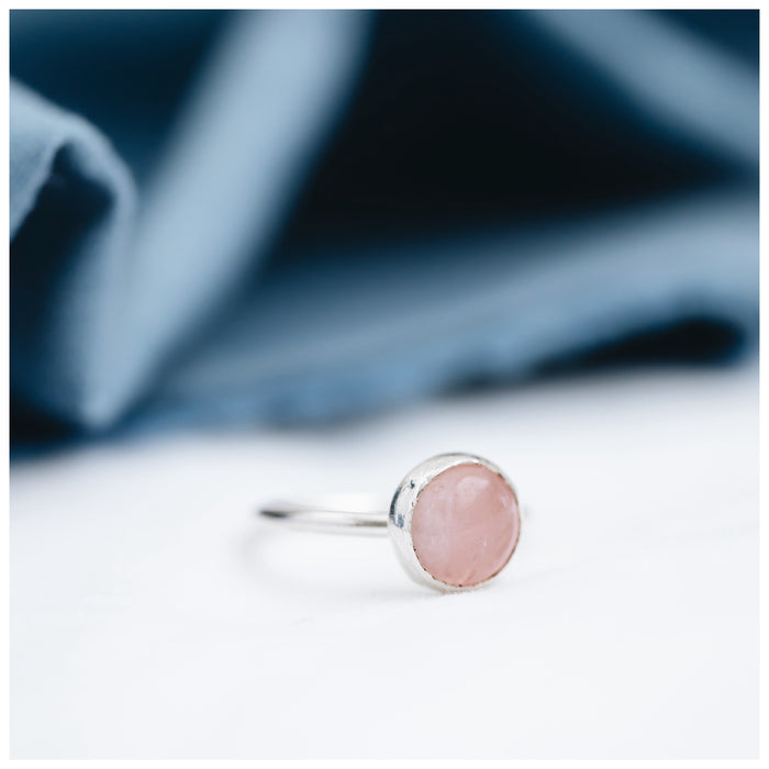 Rose Quartz and Sterling Silver Ring
