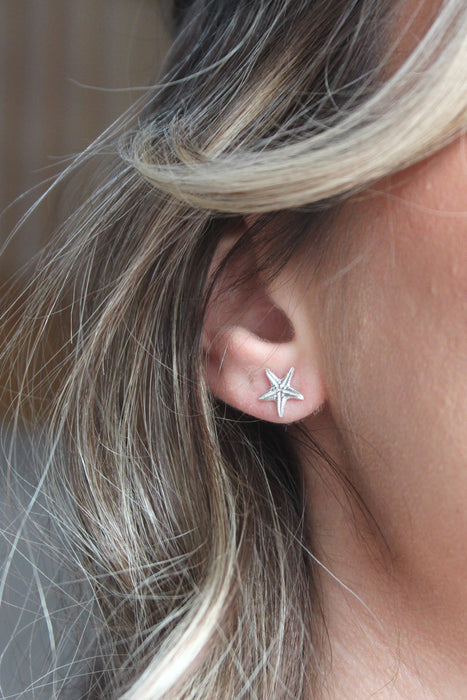 Silver Starfish Studs