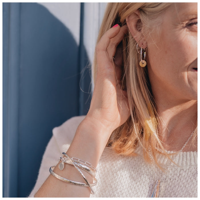 Sun Salutation Hoops with Gold Filled Discs