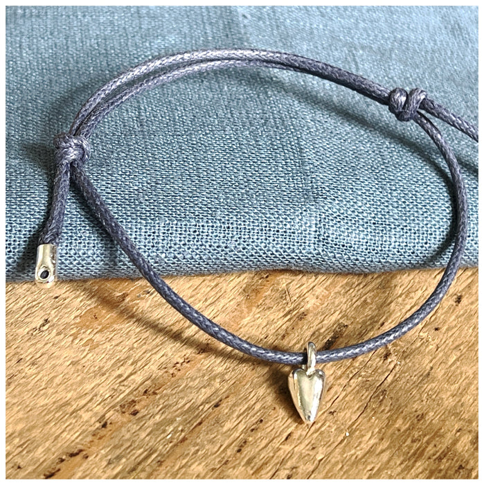 Navy Wax Cord Bracelet with Charm