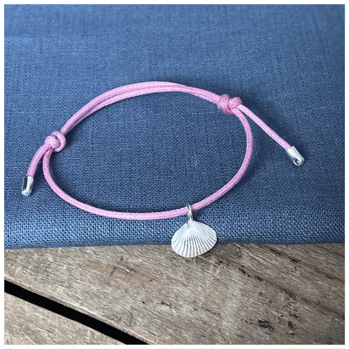 Pink Wax Cord Bracelet with Charm