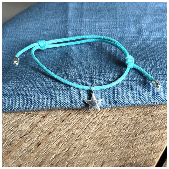 Turquoise Wax Cord Bracelet with Charm