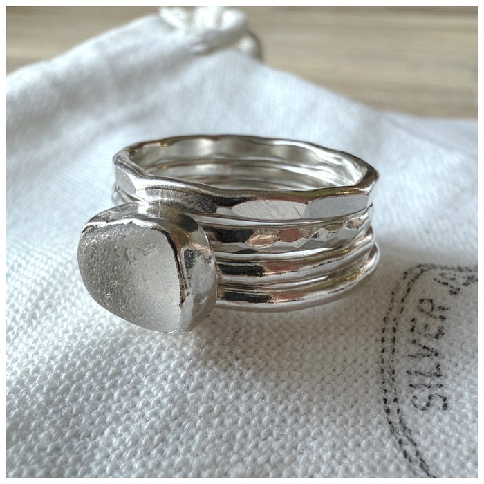 Silver Sea Glass Ring - Size Q