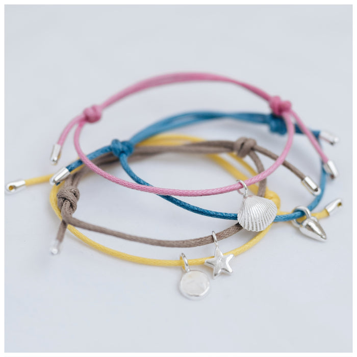 Sky Blue Wax Cord Bracelet with Charm