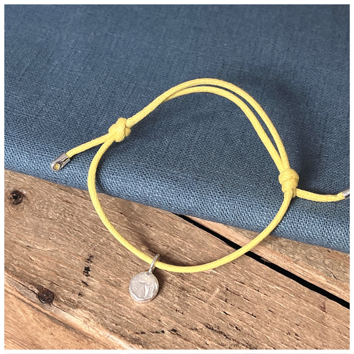 Yellow Wax Cord Bracelet with Charm