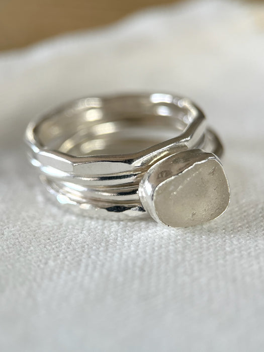 Silver Sea Glass Ring - Size Q