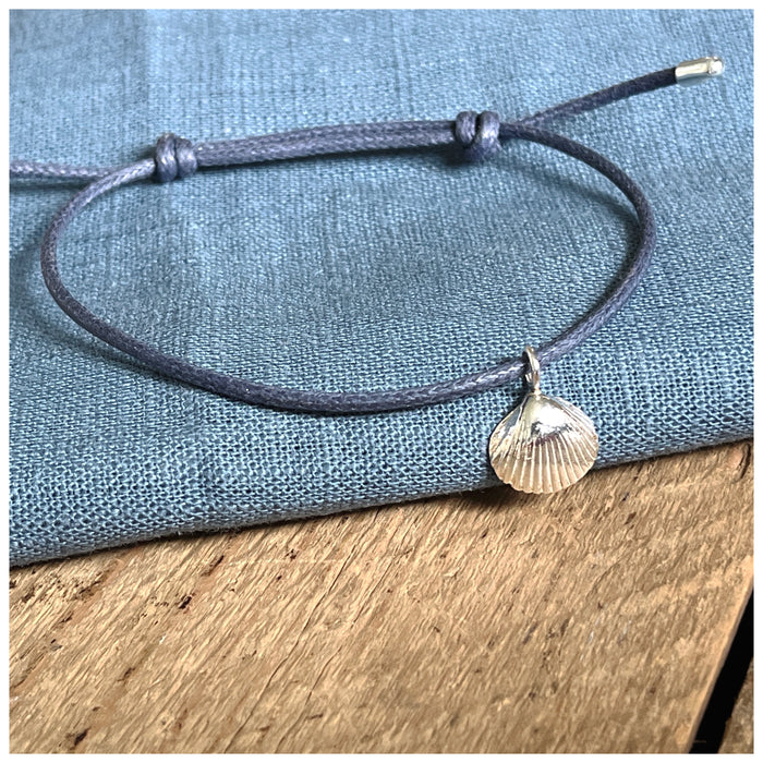 Navy Wax Cord Bracelet with Charm