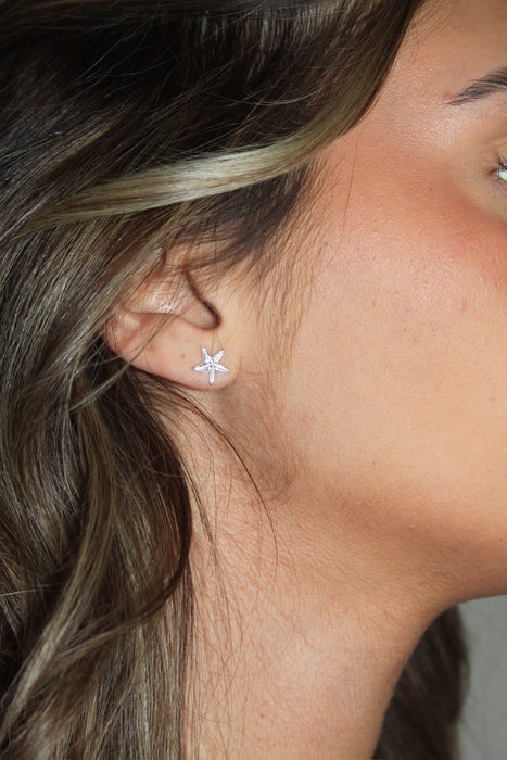 Silver Starfish Studs