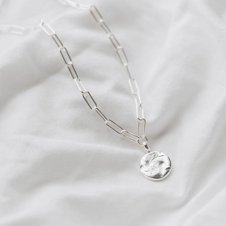 Silver Full Moon on a trace chain 