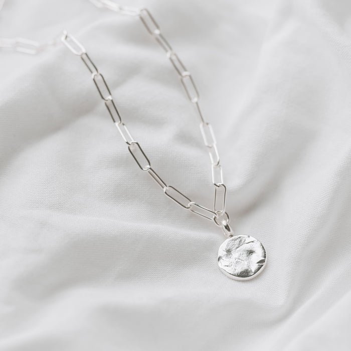 Silver Full Moon on a trace chain 