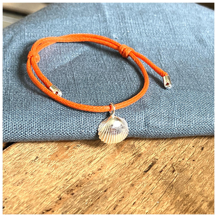 Orange Wax Cord Bracelet with Charm