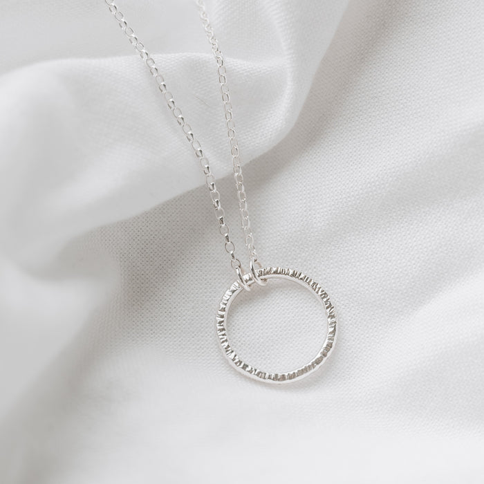 Small Hammered Halo Necklace