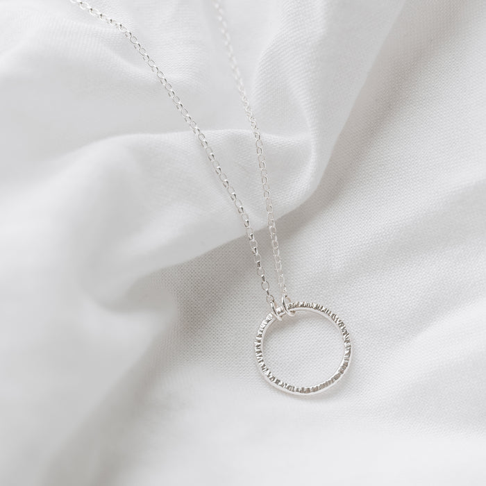 Small Hammered Halo Necklace