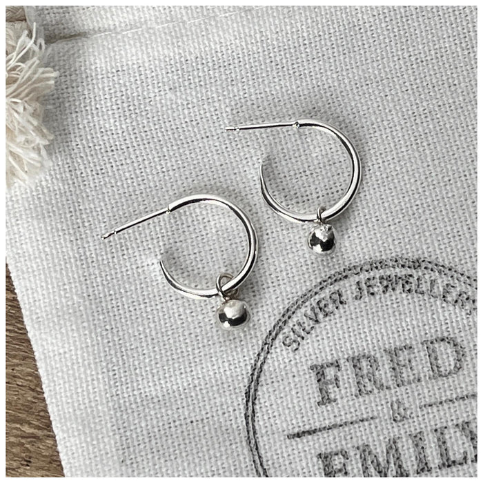 Mini Globed Silver Hoops