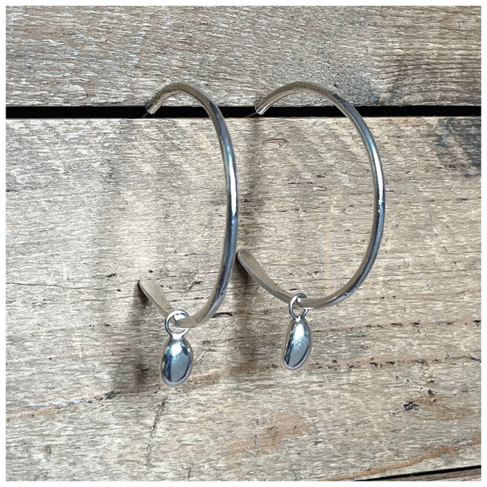 Silver Maxi Globed Hoops