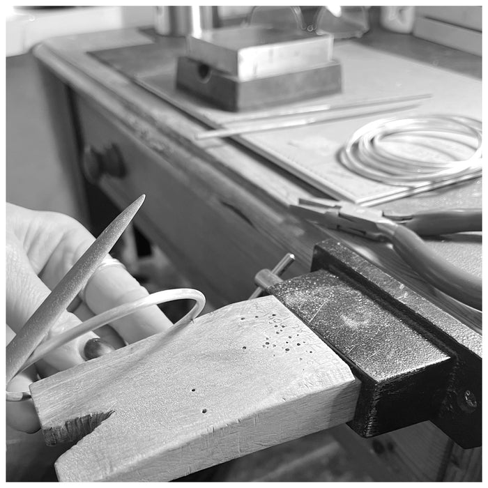 Sterling silver jewellery making bangle with file and pliers